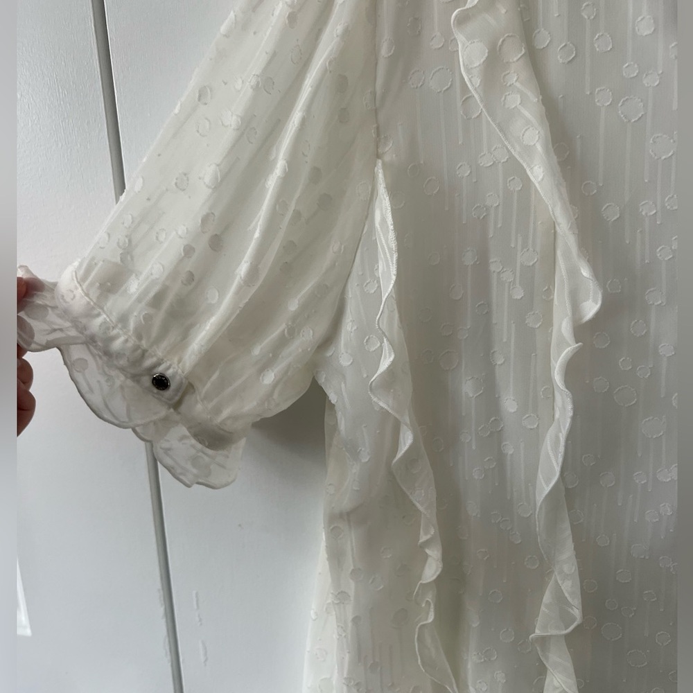 Tommy Hilfiger White Ruffle Mini Dress Size 16 - Picture 6 of 6